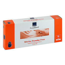 Abbildung: Nitril Handschuhe puderfrei x-lang medium 100 St, Handschuhe PZN 04650858