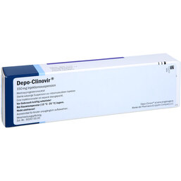 Abbildung: Depo Clinovir 150 mg Injektionssuspension in einer Fertigspritze 1 St, Fertigspritzen PZN 04675137