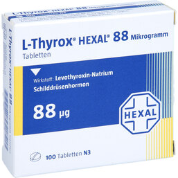 Abbildung: L-Thyrox Hexal 88 Tabletten 100 St, Tabletten PZN 04677679