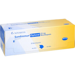 Abbildung: Sandimmun Optoral 25 mg Weichkapseln 50 St, Weichkapseln PZN 04680210