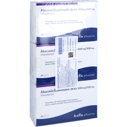 Abbildung: Abacavir / Lamivudin beta 600 mg / 300 mg Filmtabletten 90 St, Filmtabletten PZN 04681528