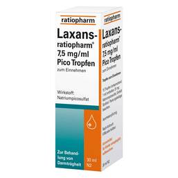 Abbildung: Laxans-ratiopharm® 7,5 mg/ml Pico Tropfen zum Einnehmen Tropfen, 30 ml PZN 04687790