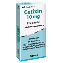 Abbildung: Cetixin 10 mg Filmtabletten 10 St, Filmtabletten PZN 04704904
