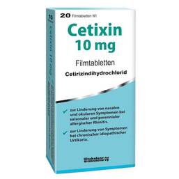 Abbildung: Cetixin 10 mg Filmtabletten 20 St, Filmtabletten PZN 04704910