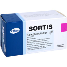 Abbildung: Sortis 10 mg Filmtabletten 100 St, Filmtabletten PZN 04705097