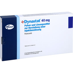 Abbildung: Dynastat 40 mg Pulver + Lsgm.zur Herstellung einer Injektionslsg 5 St, Trockensubstanz mit Lösun PZN 04705602
