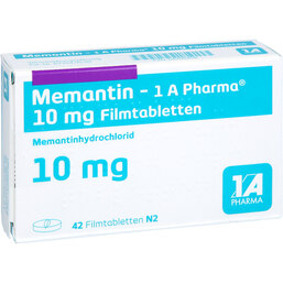 Abbildung: Memantin 1A Pharma 10 mg Filmtabletten 42 St, Filmtabletten PZN 04706458