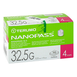 Abbildung: Terumo Nanopass 32,5G Pen Kanüle 0,22x4mm 100 St, Kanüle PZN 04706748