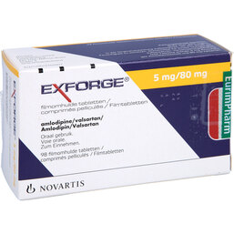 Abbildung: Exforge 5 mg / 80 mg Filmtabletten 98 St, Filmtabletten PZN 04708813