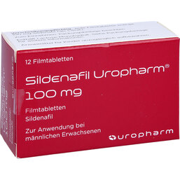 Abbildung: Sildenafil Uropharm 100 mg Filmtabletten 12 St, Filmtabletten PZN 04713412