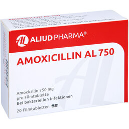 Abbildung: Amoxicillin AL 750 Filmtabletten 20 St, Filmtabletten PZN 04751453