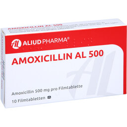 Abbildung: Amoxicillin AL 500 Filmtabletten 10 St, Filmtabletten PZN 04751476