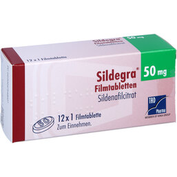 Abbildung: Sildegra 50 mg Filmtabletten 12 St, Filmtabletten PZN 04754902