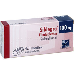 Abbildung: Sildegra 100 mg Filmtabletten 4 St, Filmtabletten PZN 04756657