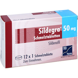 Abbildung: Sildegra 50 mg Schmelztabletten 12 St, Schmelztabletten PZN 04756918