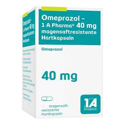 Abbildung: Omeprazol 1A Pharma 40 mg magensaftresis.Hartkapseln 100 St, Magensaftresistente Hartkapseln PZN 04778593