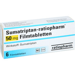 Abbildung: Sumatriptan ratiopharm 50 mg Filmtabletten 6 St, Filmtabletten PZN 04779658