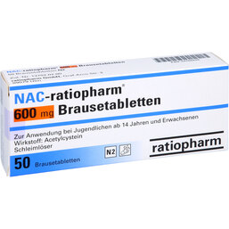 Abbildung: NAC ratiopharm 600 mg Brausetabletten 50 St, Brausetabletten PZN 04788226