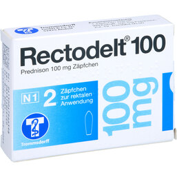 Abbildung: Rectodelt 100 mg Suppositorien 2 St, Suppositorien PZN 04796639