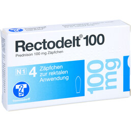 Abbildung: Rectodelt 100 mg Suppositorien 4 St, Suppositorien PZN 04796645