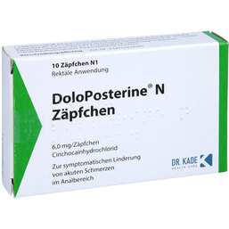 Abbildung: Dolo Posterine N Suppositorien 10 St, Suppositorien PZN 04801027