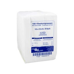Abbildung: Vlieskompressen 10x10 cm unsteril 6fach 100 St, Kompressen PZN 04808070