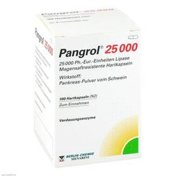 Abbildung: Pangrol 25000 Hartkapseln mit magensaftresistent überzogene Pell. 100 St, Hartkapseln mit magensaftresistent überzogenen Pellets PZN 04810670