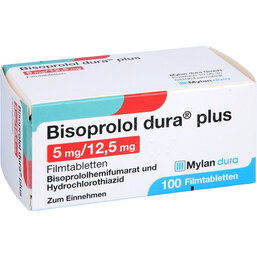 Abbildung: Bisoprolol dura plus 5 mg / 12,5 mg Filmtabletten 100 St, Filmtabletten PZN 04837893