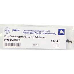Abbildung: Knopfkanüle gerade Nr.1 1,2x60 mm 1 St PZN 04841682