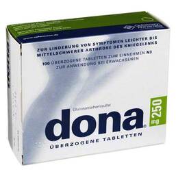 Abbildung: dona® 250 mg Tabletten Überzogene Tabletten, 100 St PZN 04849169