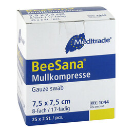 Abbildung: Mullkompressen 7,5x7,5 cm steril 8-fach 1044 25X2 St, Kompressen PZN 04852852