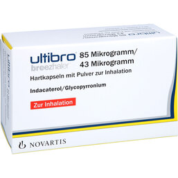 Abbildung: Ultibro Breezhaler 85 µg / 43 µg Hartk.mit Pulver zur Inh. 30 St, Hartkapseln mit Pulver zur Inhalation PZN 04857708