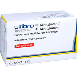 Abbildung: Ultibro Breezhaler 85 µg / 43 µg Hartk.mit Pulver zur Inh. 90 St, Hartkapseln mit Pulver zur Inhalation PZN 04857714