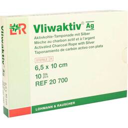 Abbildung: Vliwaktiv AG 6,5x10cm Aktivk 10 St, Tamponaden PZN 04862796
