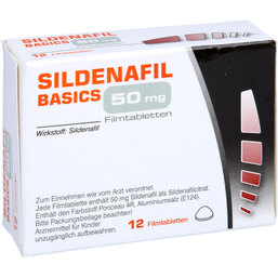 Abbildung: Sildenafil Basics 50 mg Filmtabletten 12 St, Filmtabletten PZN 04865748