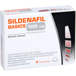 Abbildung: Sildenafil Basics 100 mg Filmtabletten 4 St, Filmtabletten PZN 04868089