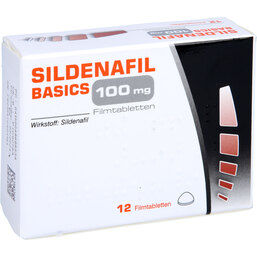 Abbildung: Sildenafil Basics 100 mg Filmtabletten 12 St, Filmtabletten PZN 04868853