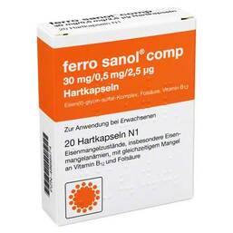 Abbildung: Ferro Sanol comp. Hartkapseln mit magensaftresistent überzogene Pellets Hartkapseln mit magensaftresistent überzogenen Pellets, 20 St PZN 04869574