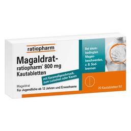 Abbildung: Magaldrat-ratiopharm® 800 mg Kautabletten 20 St, Tabletten PZN 04869870
