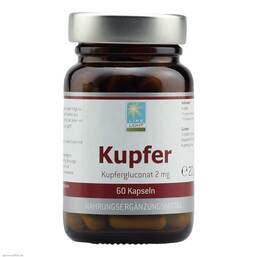 Abbildung: Kupfer 2 mg aus Kupfergluconat 60 St, Kapseln PZN 04873908