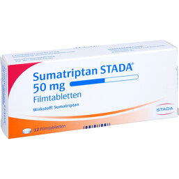 Abbildung: Sumatriptan STADA 50 mg Filmtabletten 12 St, Filmtabletten PZN 04874434