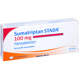 Abbildung: Sumatriptan STADA 100 mg Filmtabletten 3 St, Filmtabletten PZN 04874486
