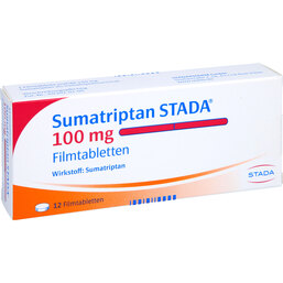 Abbildung: Sumatriptan STADA 100 mg Filmtabletten 12 St, Filmtabletten PZN 04874606
