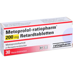 Abbildung: Metoprolol ratiopharm 200 mg Retardtabletten 30 St, Retard-Tabletten PZN 04875190