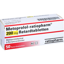 Abbildung: Metoprolol ratiopharm 200 mg Retardtabletten 50 St, Retard-Tabletten PZN 04875209