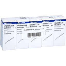 Abbildung: Uromitexan Multidose 1 g Injektionslösung 5 St, Injektionslösung PZN 04887388