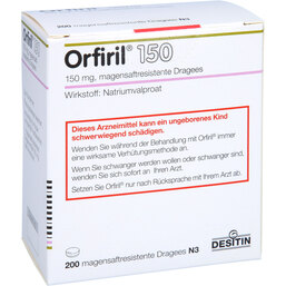 Abbildung: Orfiril 150 magensaftresistente Dragees 200 St, Dragees magensaftresistent PZN 04897205