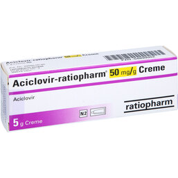 Abbildung: Aciclovir ratiopharm 50mg / g Creme 5 g, Creme PZN 04899902