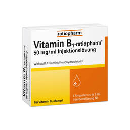 Abbildung: Vitamin B1 ratiopharm 50mg / ml Injektionslösung Ampullen Ampullen, 5X2 ml PZN 04908021