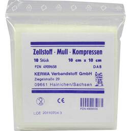 Abbildung: Zellstoff Mullkompressen 10c 10 St, Kompressen PZN 04909658